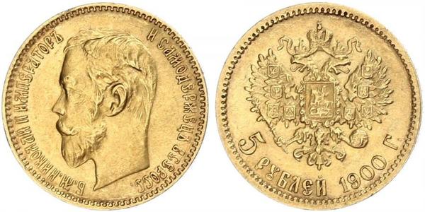 5 Ruble Russian Empire (1720-1917) Gold Nicholas II (1868-1918)