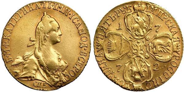 5 Ruble Russian Empire (1720-1917) Gold Catherine II (1729-1796)