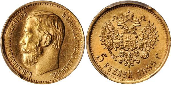 5 Ruble Russian Empire (1720-1917) Gold Nicholas II (1868-1918)