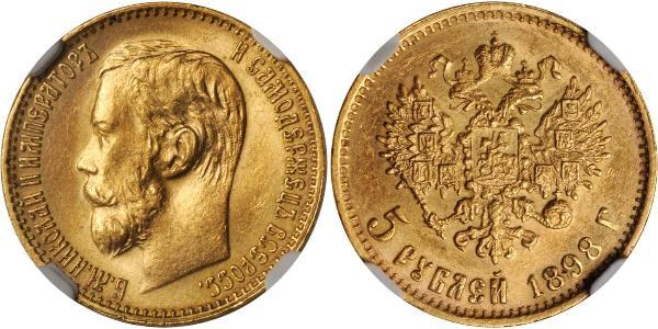 5 Ruble Russian Empire (1720-1917) Gold Nicholas II (1868-1918)