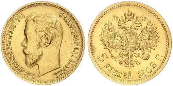 5 Ruble Russian Empire (1720-1917) Gold Nicholas II (1868-1918)