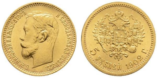 5 Ruble Russian Empire (1720-1917) Gold Nicholas II (1868-1918)