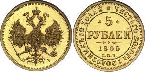 5 Ruble 俄罗斯帝国 (1721 - 1917) 金 亚历山大三世 (俄国) (1845 -1894)