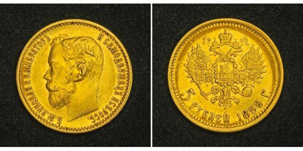 5 Ruble 俄罗斯帝国 (1721 - 1917) 金 尼古拉二世 (俄罗斯) (1868-1918)