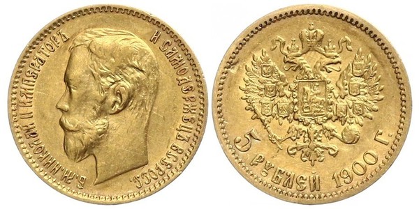 5 Ruble 俄罗斯帝国 (1721 - 1917) 金 尼古拉二世 (俄罗斯) (1868-1918)