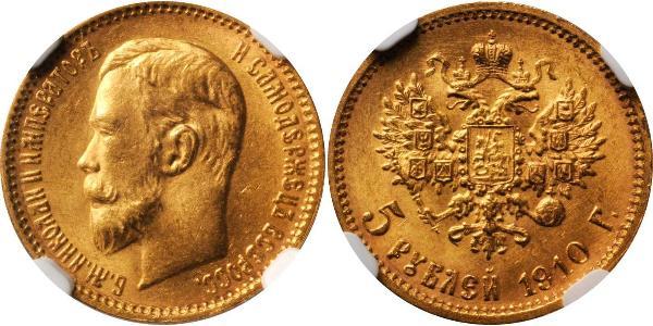 5 Ruble 俄罗斯帝国 (1721 - 1917) 金 尼古拉二世 (俄罗斯) (1868-1918)