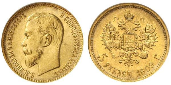 5 Ruble 俄罗斯帝国 (1721 - 1917) 金 尼古拉二世 (俄罗斯) (1868-1918)