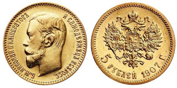 5 Ruble 俄罗斯帝国 (1721 - 1917) 金 尼古拉二世 (俄罗斯) (1868-1918)
