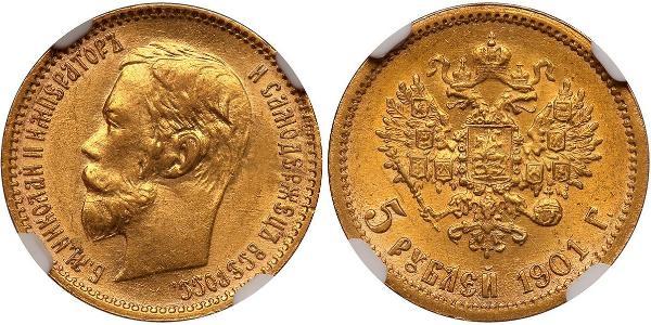 5 Ruble 俄罗斯帝国 (1721 - 1917) 金 尼古拉二世 (俄罗斯) (1868-1918)