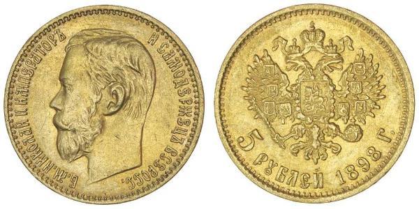 5 Rublo Imperio ruso (1720-1917) Oro Nicolás II (1868-1918)