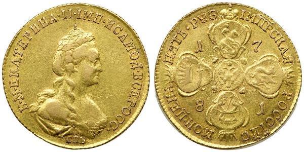 5 Rublo Imperio ruso (1720-1917) Oro Catalina II (1729-1796)