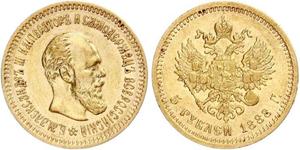 5 Rublo Impero russo (1720-1917) Oro Alessandro III (1845 -1894)