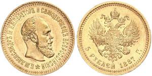 5 Rublo Impero russo (1720-1917) Oro Alessandro III (1845 -1894)