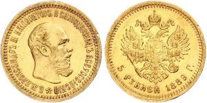 5 Rublo Impero russo (1720-1917) Oro Alessandro III (1845 -1894)