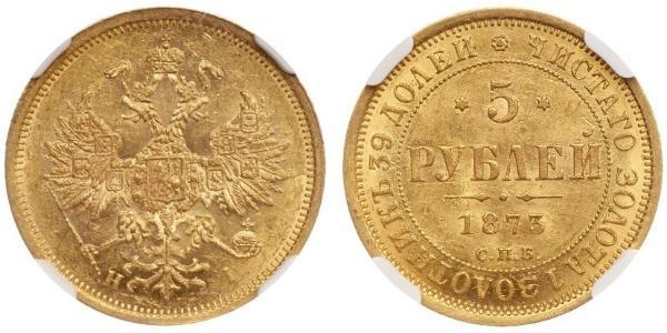 5 Rublo Impero russo (1720-1917) Oro Alessandro II (1818-1881)