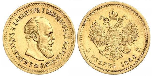 5 Rublo Impero russo (1720-1917) Oro Alessandro III (1845 -1894)