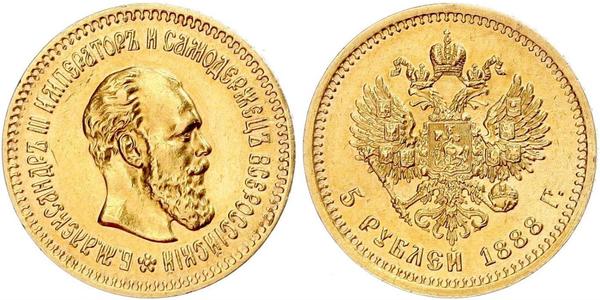 5 Rublo Impero russo (1720-1917) Oro Alessandro III (1845 -1894)