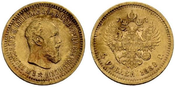 5 Rublo Impero russo (1720-1917) Oro Alessandro III (1845 -1894)