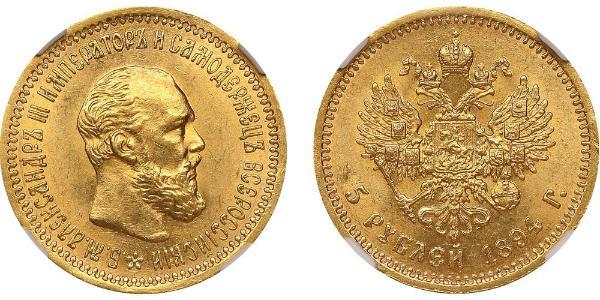 5 Rublo Impero russo (1720-1917) Oro Alessandro III (1845 -1894)