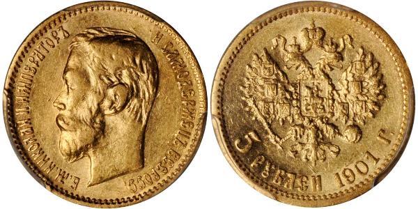 5 Rublo Impero russo (1720-1917) Oro Nicola II (1868-1918)