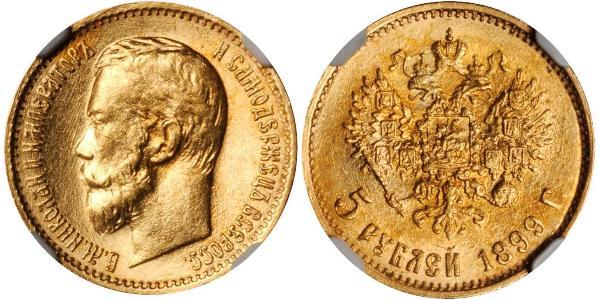 5 Rublo Impero russo (1720-1917) Oro Nicola II (1868-1918)