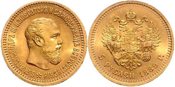 5 Rublo Impero russo (1720-1917) Oro Alessandro III (1845 -1894)