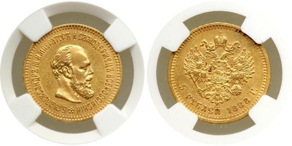 5 Rublo Impero russo (1720-1917) Oro Alessandro III (1845 -1894)