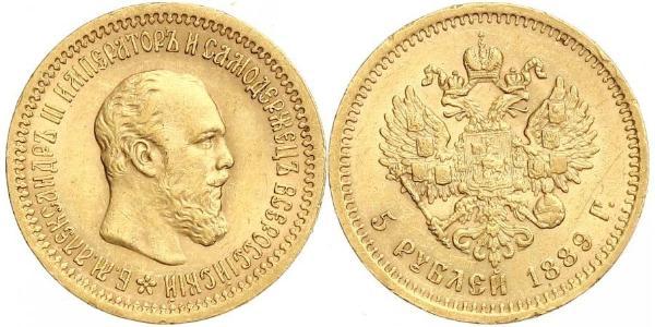 5 Rublo Impero russo (1720-1917) Oro Alessandro III (1845 -1894)