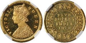 5 Rupee Raj Britannico (1858-1947) Oro Vittoria (1819 - 1901)