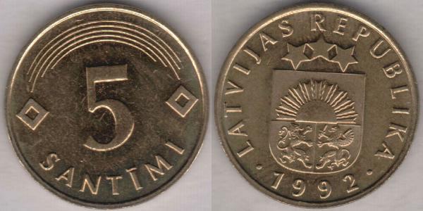 5 Santims Latvia (1991 - ) Steel/Copper 