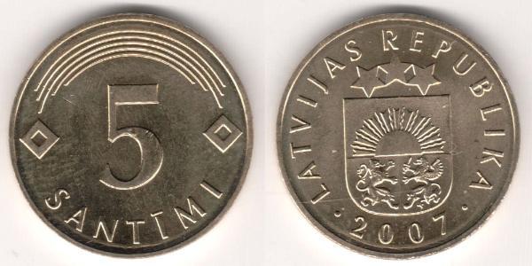 5 Santims Латвия (1991 - ) Сталь/Медь 