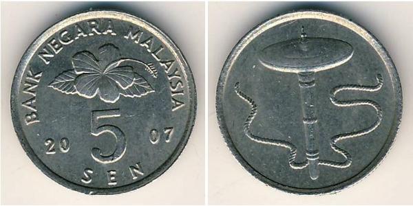 5 Sen Malasia (1957 - ) Níquel/Cobre 