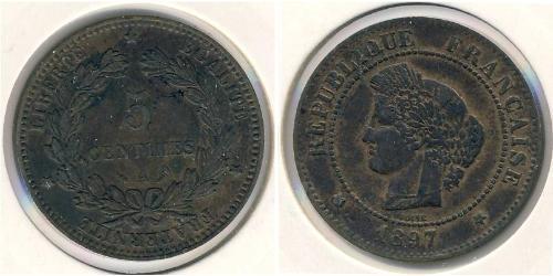 5 Sent French Third Republic (1870-1940)  Bronze 