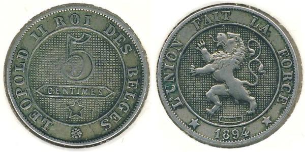 5 Sent Belgium Copper/Nickel 