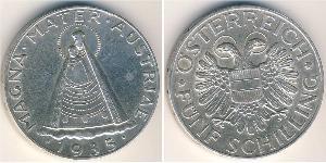 5 Shilling Federal State of Austria (1934-1938) Argento 