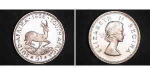 5 Shilling Sudáfrica Plata Isabel II (1926-2022)