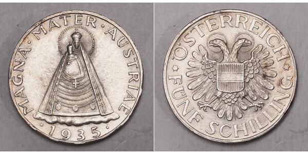 5 Shilling Federal State of Austria (1934-1938) 銀 