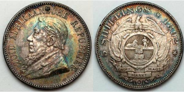5 Shilling South Africa 銀 保罗·克留格尔 (1825 - 1904)