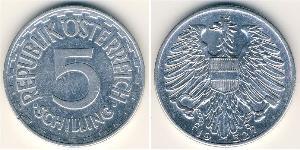5 Shilling 同盟國軍事佔領奧地利 (1945 - 1955) 铝 