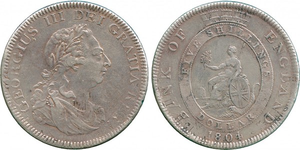 5 Shilling / 1 Dollar Britisches Weltreich (1497 - 1949) / Vereinigtes Königreich von Großbritannien und Irland (1801-1922) Silber Georg III (1738-1820)