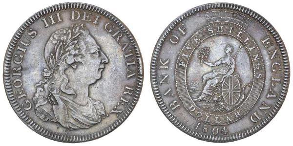 5 Shilling / 1 Dollar 大英帝国 / 大不列颠及爱尔兰联合王国 (1801 - 1922) 銀 喬治三世 (1738-1820)