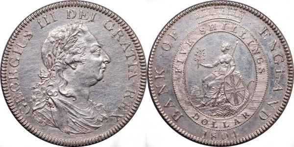 5 Shilling / 1 Dollar 大英帝国 / 大不列颠及爱尔兰联合王国 (1801 - 1922) 銀 喬治三世 (1738-1820)