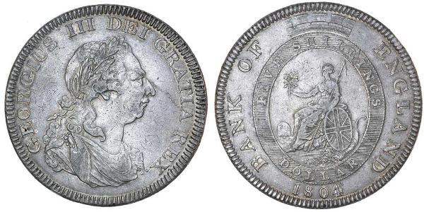 5 Shilling / 1 Dollar 大英帝国 / 大不列颠及爱尔兰联合王国 (1801 - 1922) 銀 喬治三世 (1738-1820)