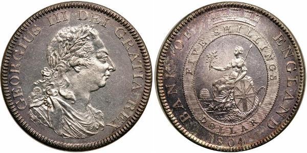 5 Shilling / 1 Dollar 大英帝国 / 大不列颠及爱尔兰联合王国 (1801 - 1922) 銀 喬治三世 (1738-1820)