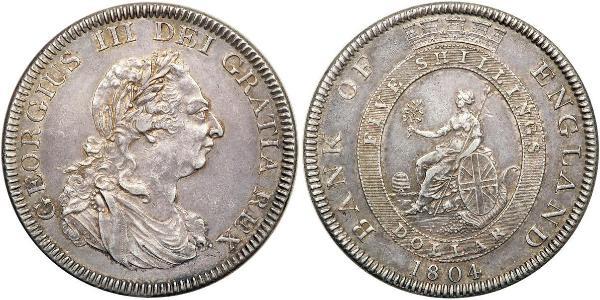 5 Shilling / 1 Dollar 大英帝国 / 大不列颠及爱尔兰联合王国 (1801 - 1922) 銀 喬治三世 (1738-1820)