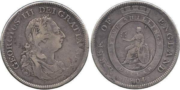 5 Shilling / 1 Dollar 大英帝国 / 大不列颠及爱尔兰联合王国 (1801 - 1922) 銀 喬治三世 (1738-1820)