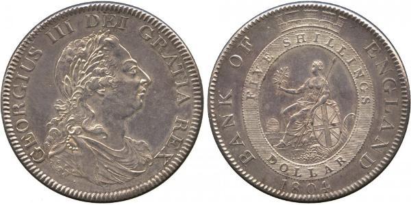 5 Shilling / 1 Dollar 大英帝国 / 大不列颠及爱尔兰联合王国 (1801 - 1922) 銀 喬治三世 (1738-1820)
