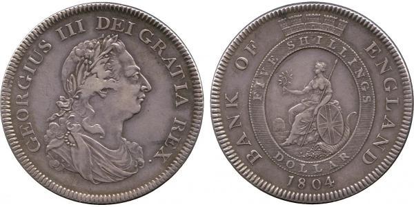 5 Shilling / 1 Dollar 大英帝国 / 大不列颠及爱尔兰联合王国 (1801 - 1922) 銀 喬治三世 (1738-1820)