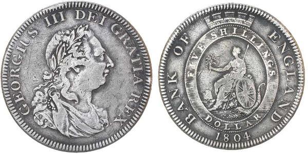 5 Shilling / 1 Dollar 大英帝国 / 大不列颠及爱尔兰联合王国 (1801 - 1922) 銀 喬治三世 (1738-1820)