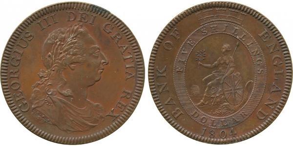 5 Shilling / 1 Dollar 大英帝国 / 大不列颠及爱尔兰联合王国 (1801 - 1922) 銀 喬治三世 (1738-1820)